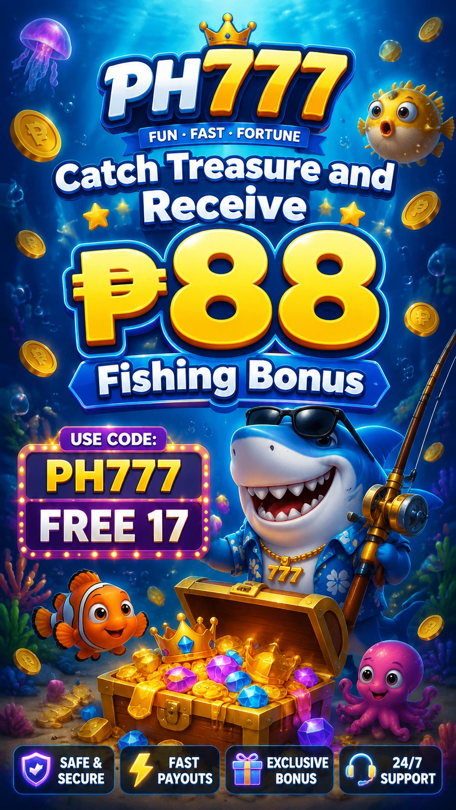 Fishing game screenshot showing mobile-friendly interface and target fish